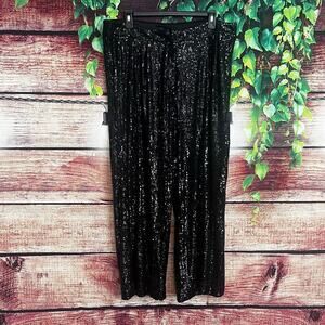 Express Sequin Wide Leg Pants Large XL Black New Years Fancy Dressy Formal Ankle